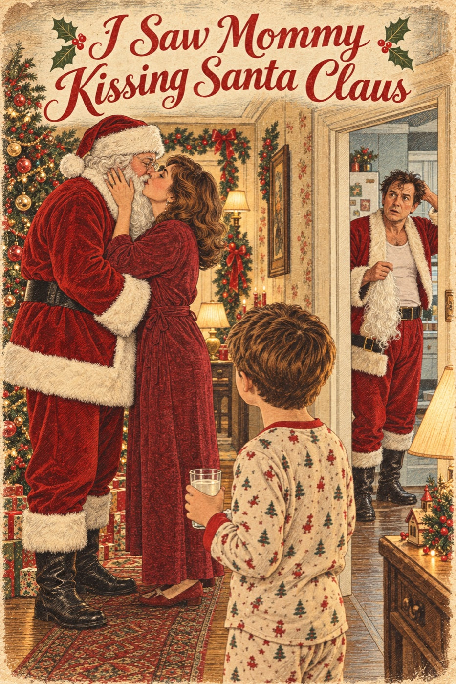 I Saw Mommy Kissing Santa Claus — Christmas Card — product mockup